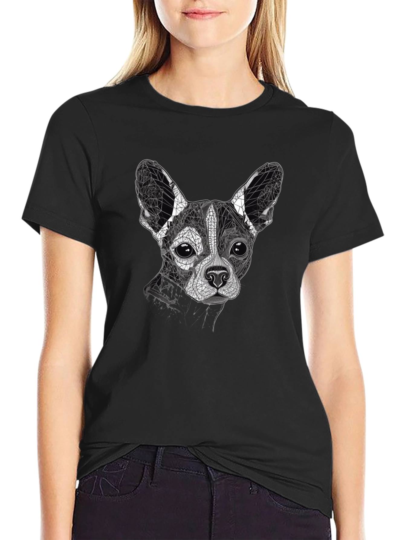 Geometric Dog Print T-Shirt - Stylish & Modern