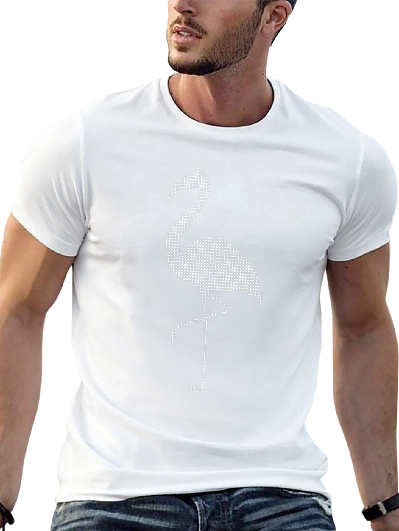 Black Flamingo Dot Pattern Tee