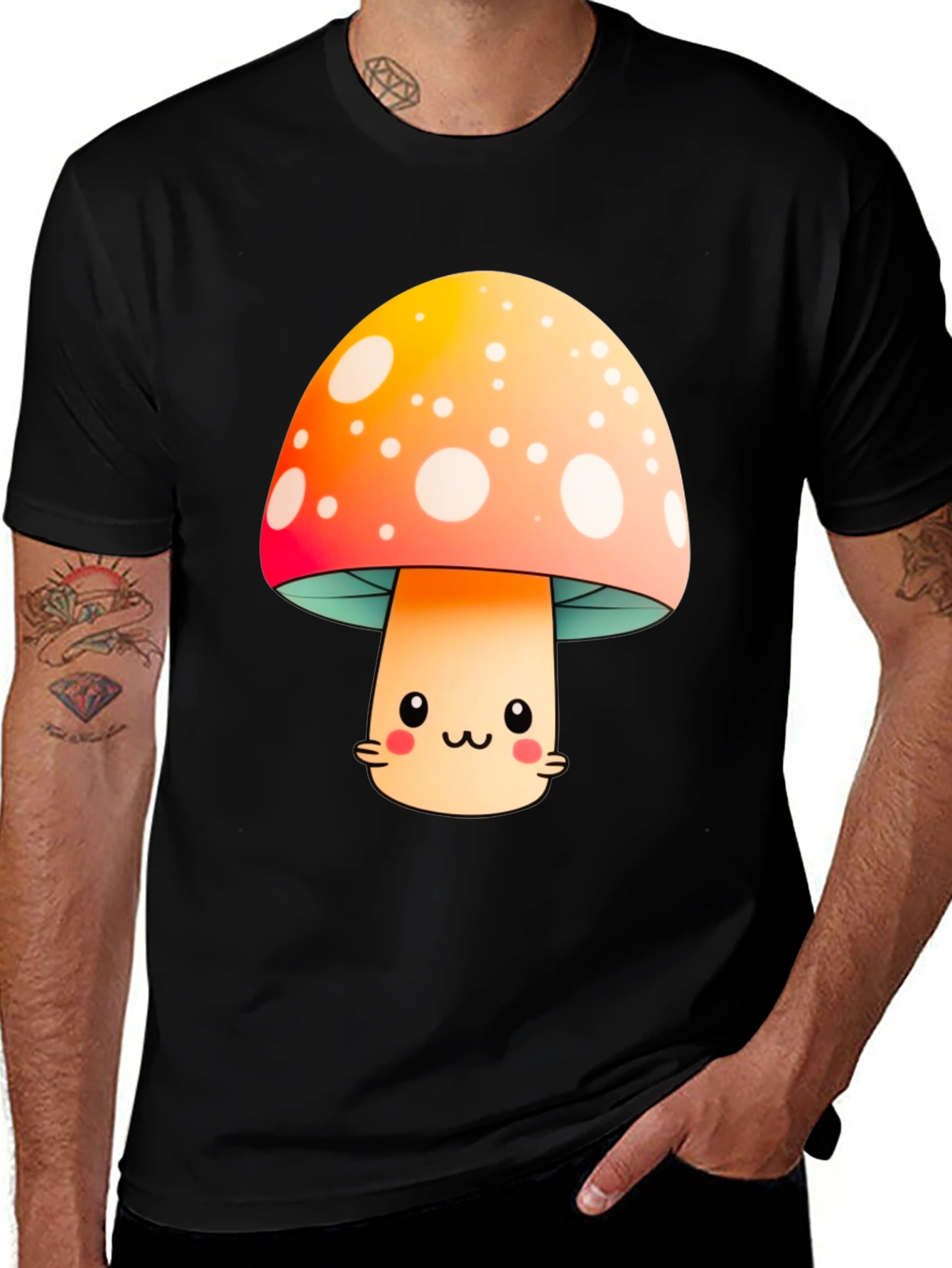 Cute Mushroom Graphic Tee - Kawaii Style