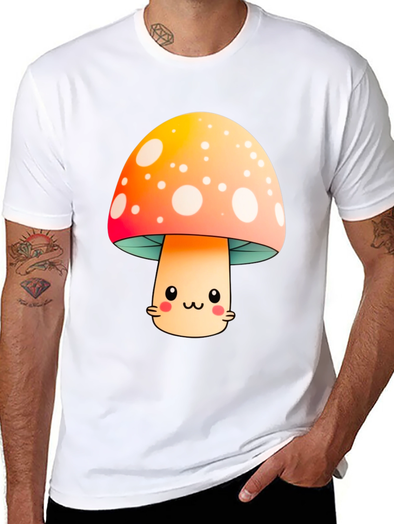 Cute Mushroom Graphic Tee - Kawaii Style