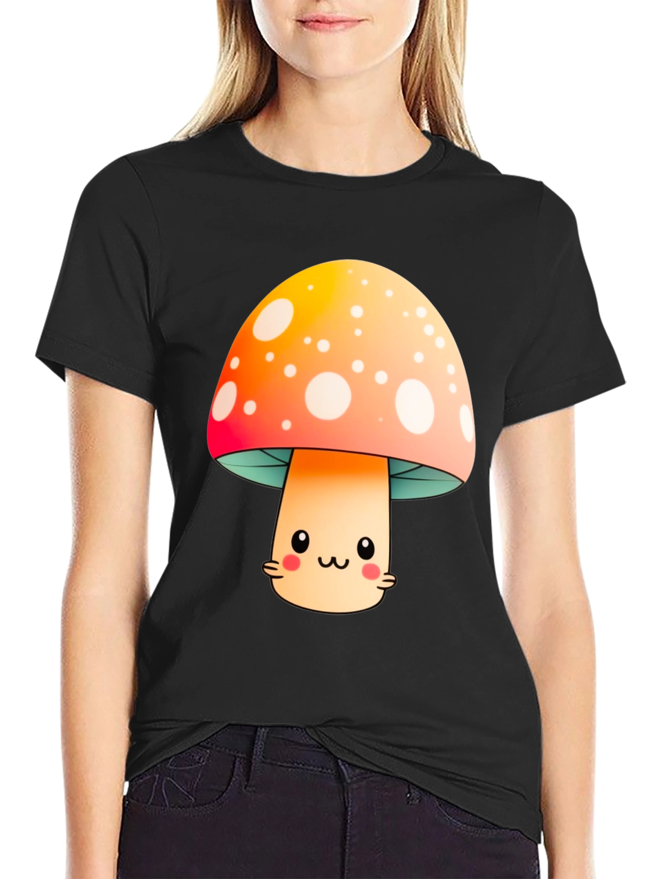Cute Mushroom Graphic Tee - Kawaii Style