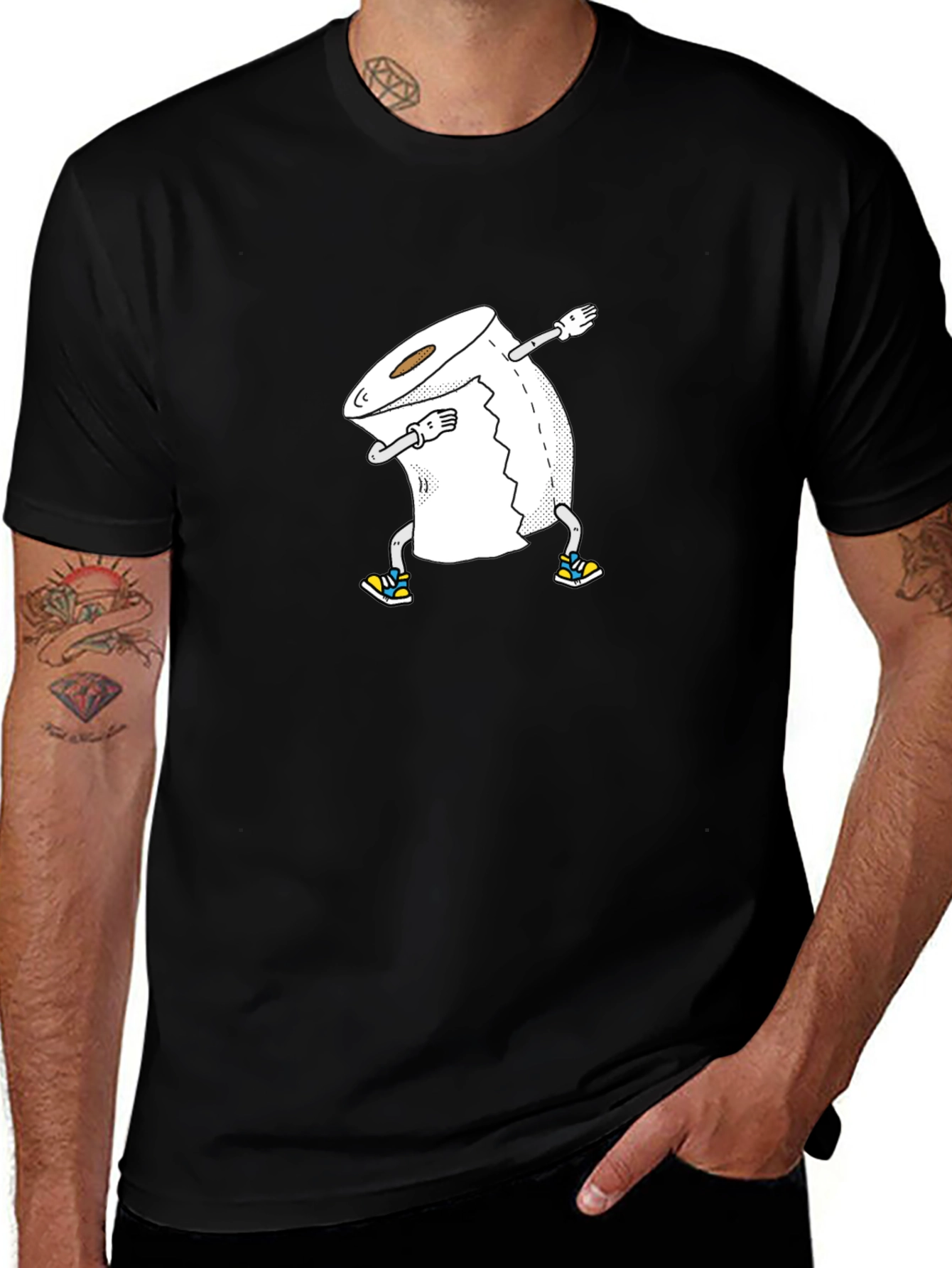 Dabbing Toilet Paper Roll Graphic Tee - Black T-Shirt