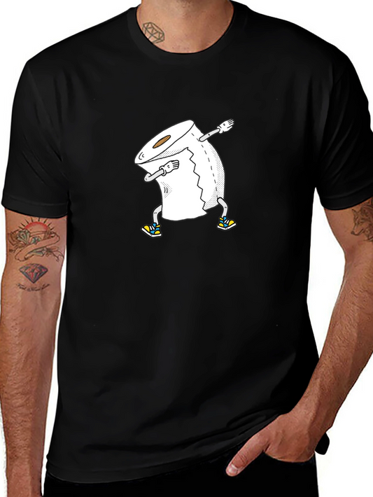 Dabbing Toilet Paper Roll Graphic Tee - Black T-Shirt