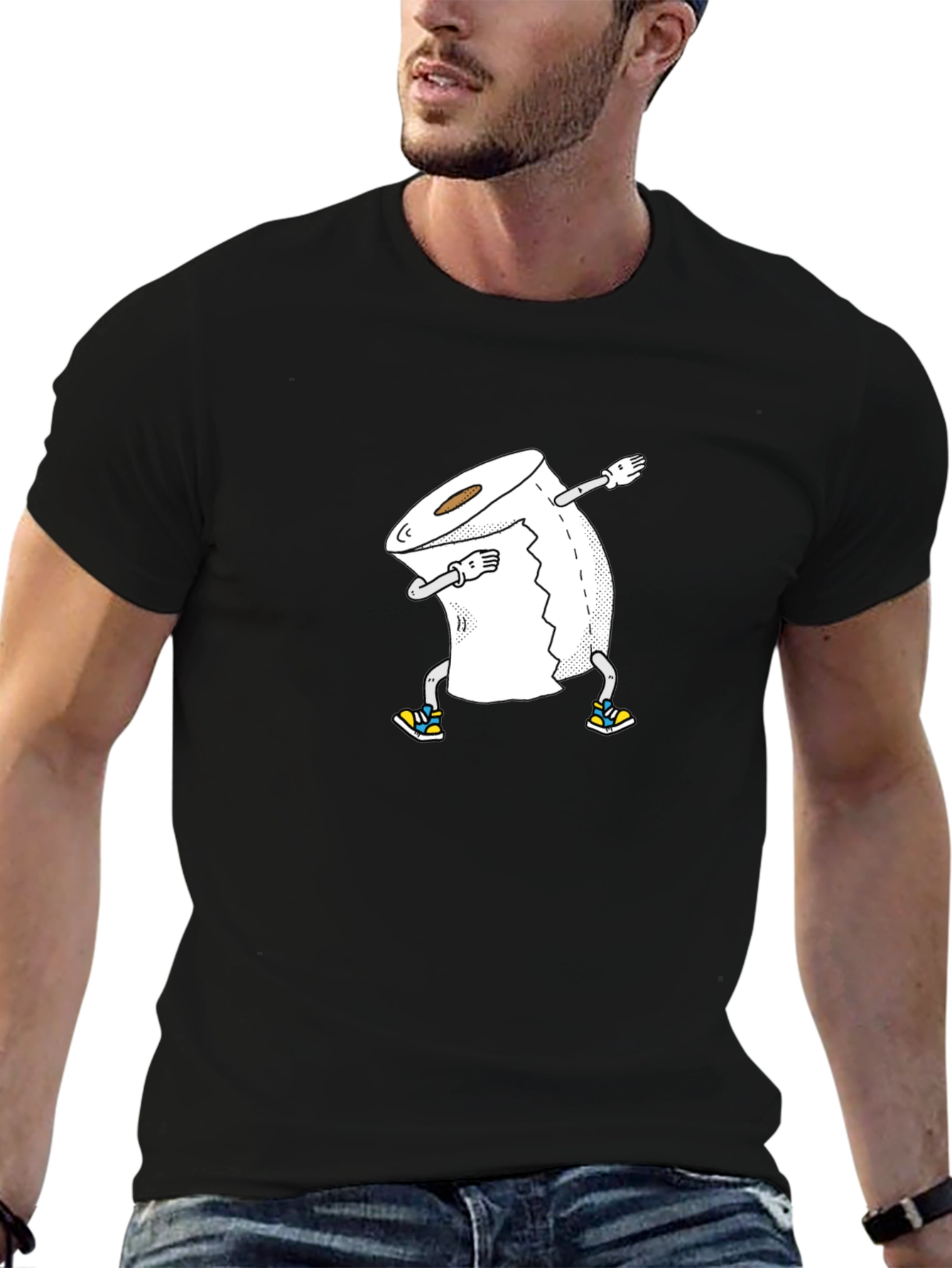 Dabbing Toilet Paper Roll Graphic Tee - Black T-Shirt