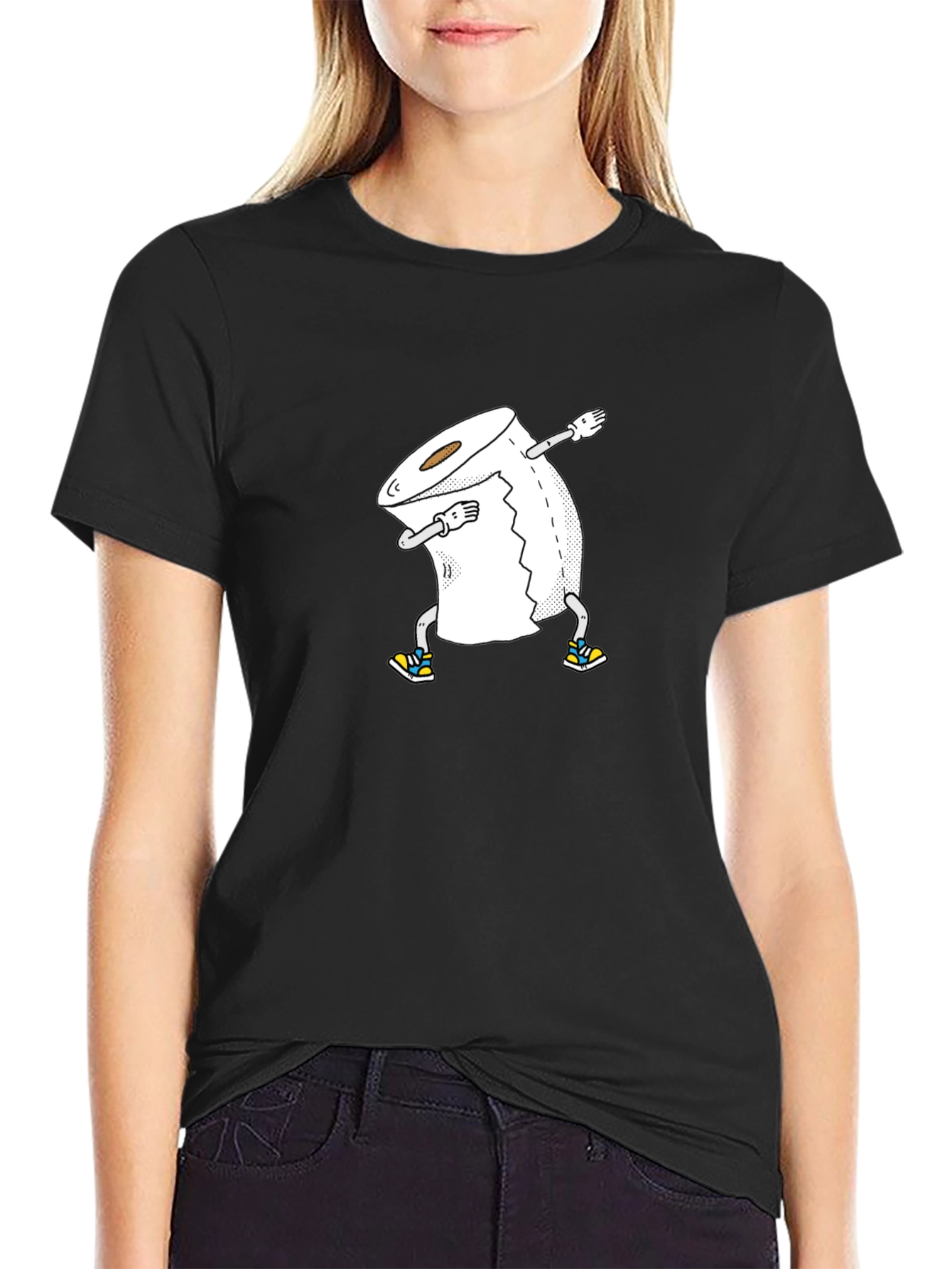 Dabbing Toilet Paper Roll Graphic Tee - Black T-Shirt