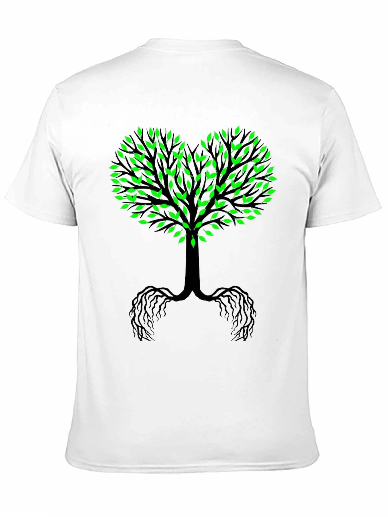 Tree of Life Black Tee - Green Leaf Heart