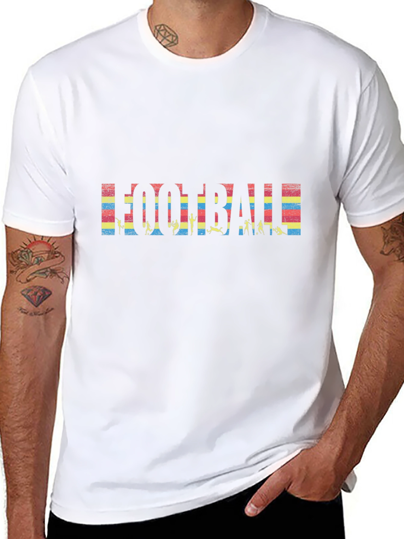 Football Graphic Tee - Retro Stripe Design