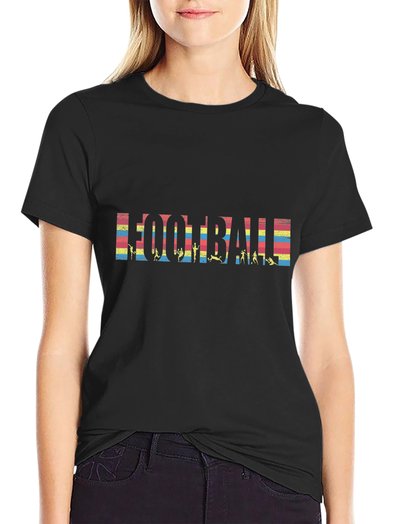Football Graphic Tee - Retro Stripe Design