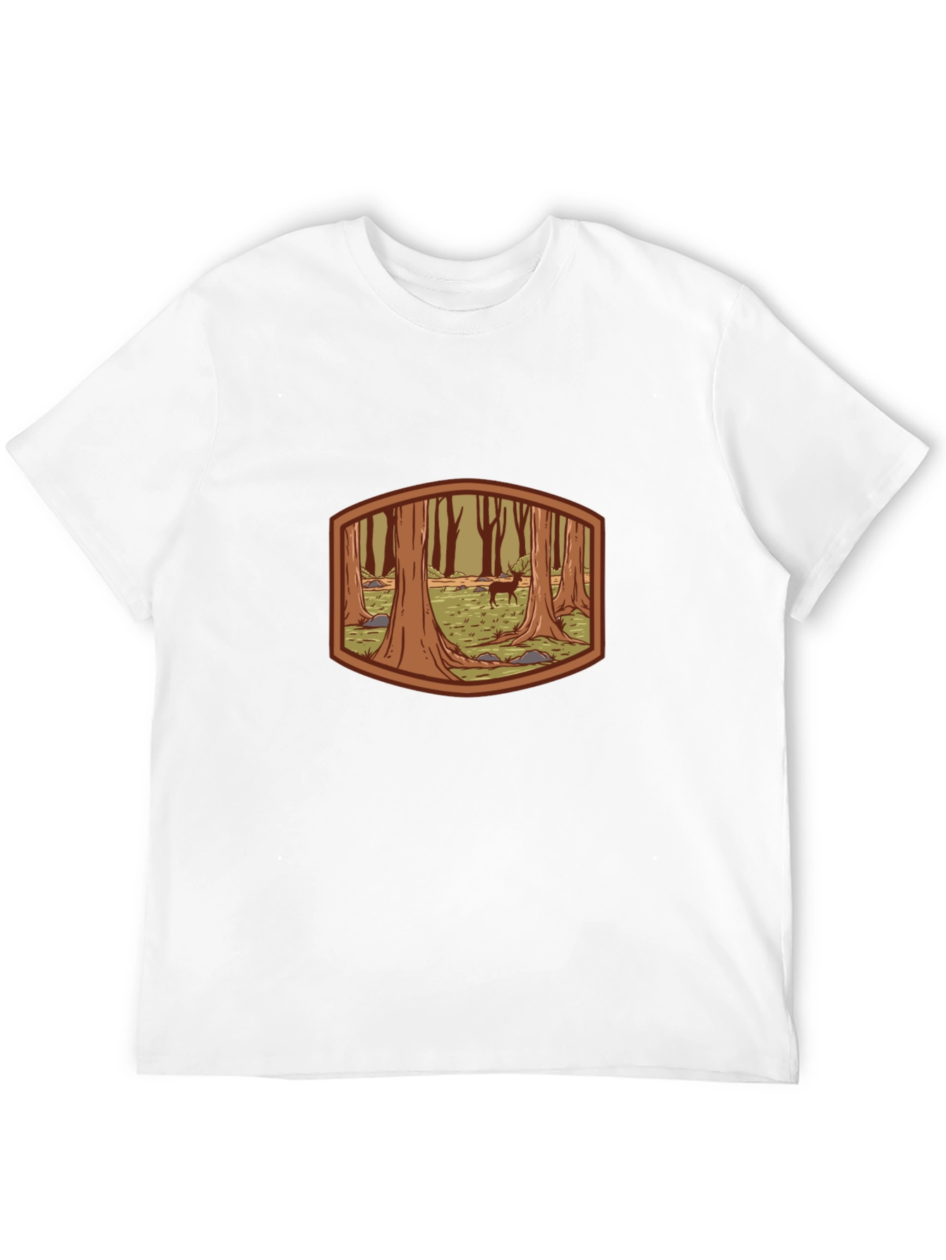 Forest Deer Graphic Tee - Black Cotton T-Shirt