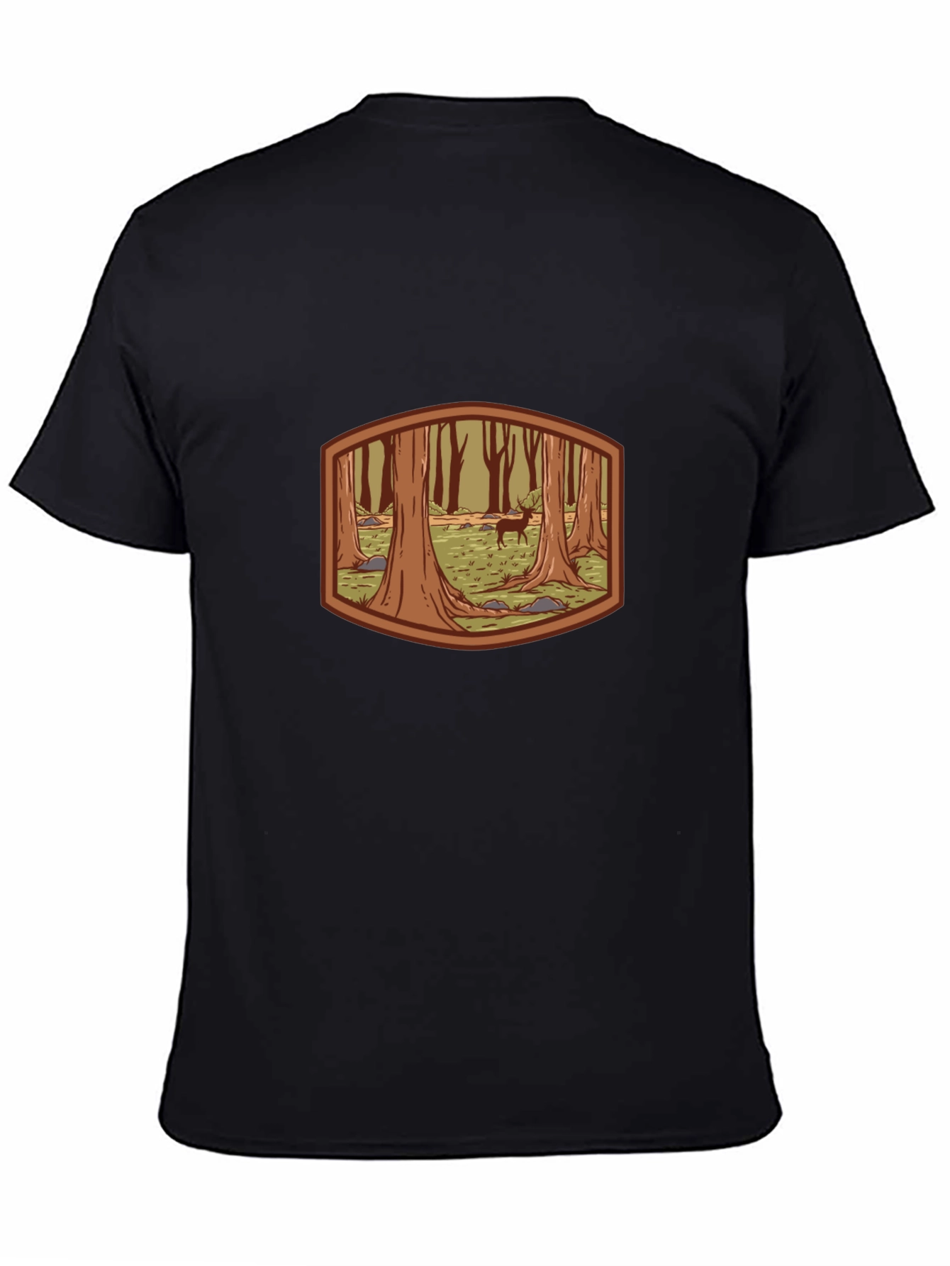 Forest Deer Graphic Tee - Black Cotton T-Shirt