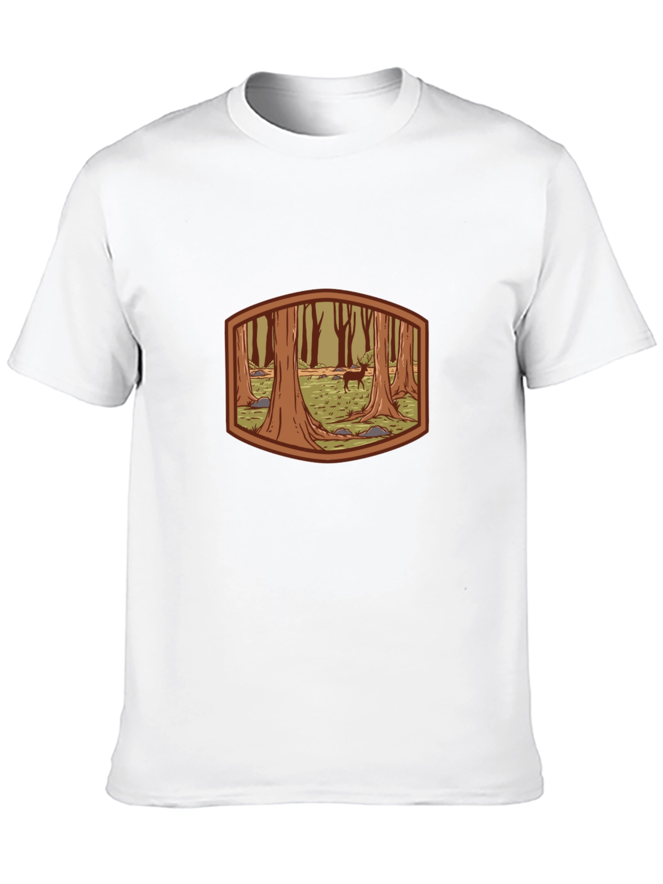 Forest Deer Graphic Tee - Black Cotton T-Shirt