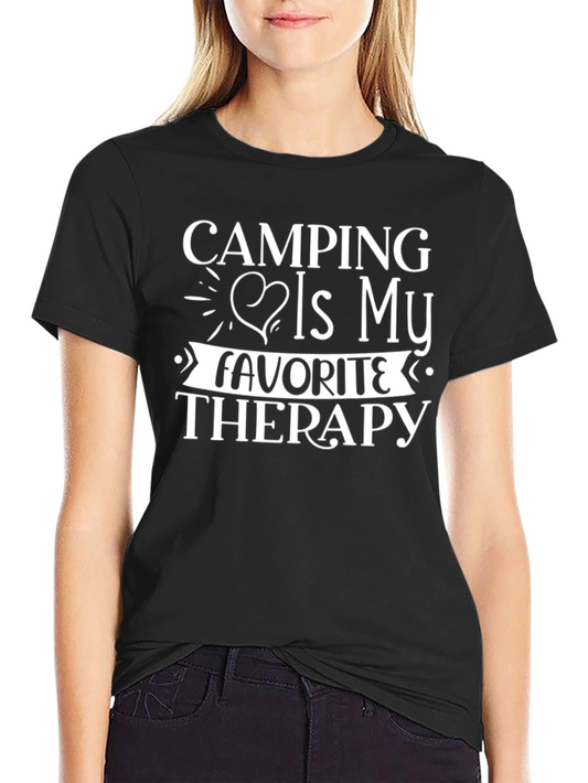 Camping is My Therapy Black Graphic Tee