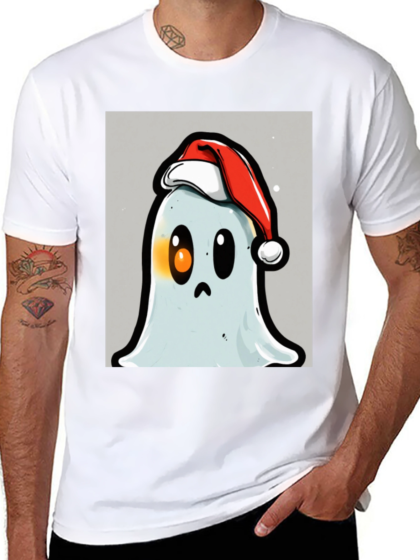 Festive Ghost T-Shirt - Holiday Spirit