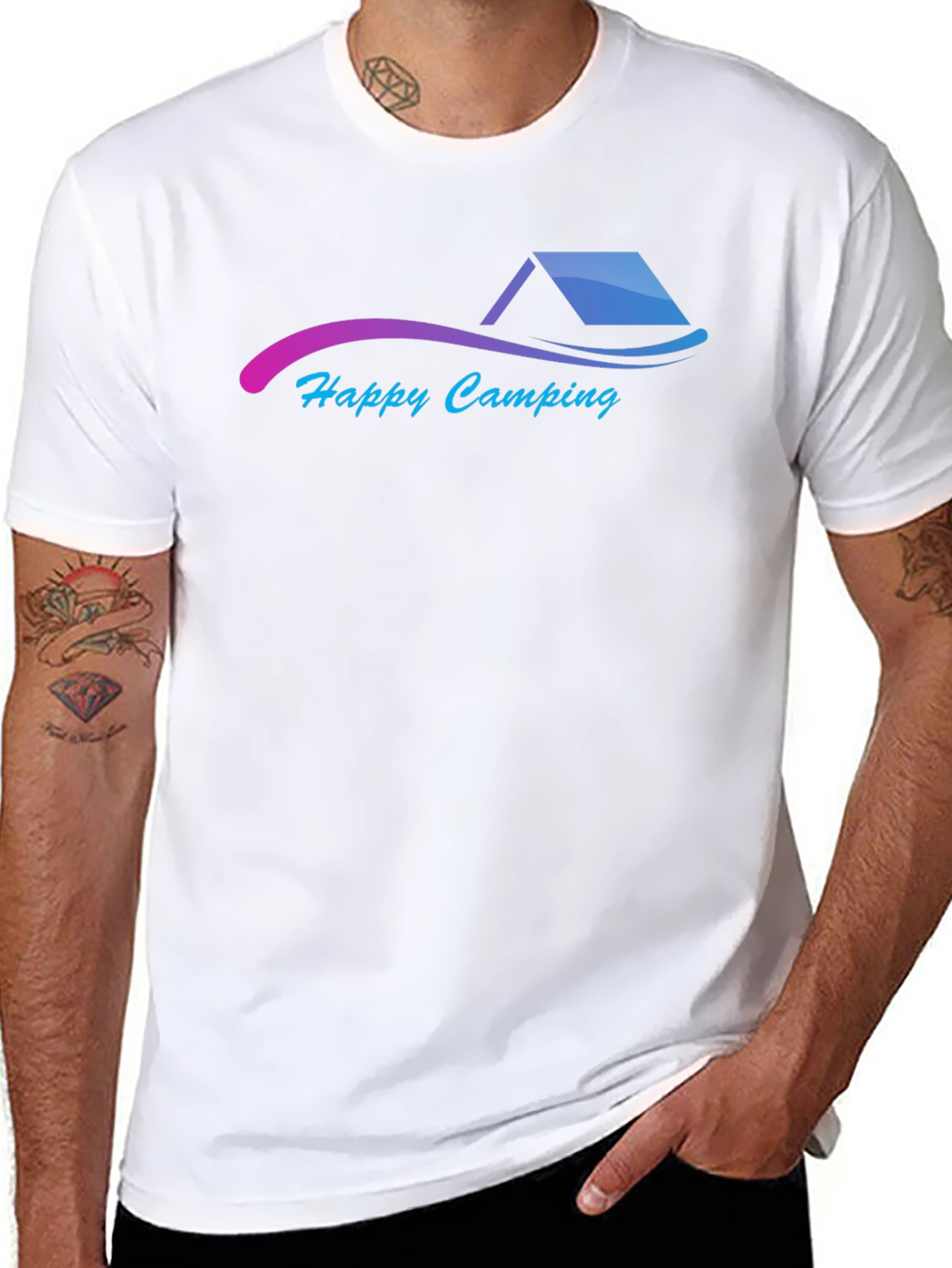 Happy Camping Graphic Black T-Shirt