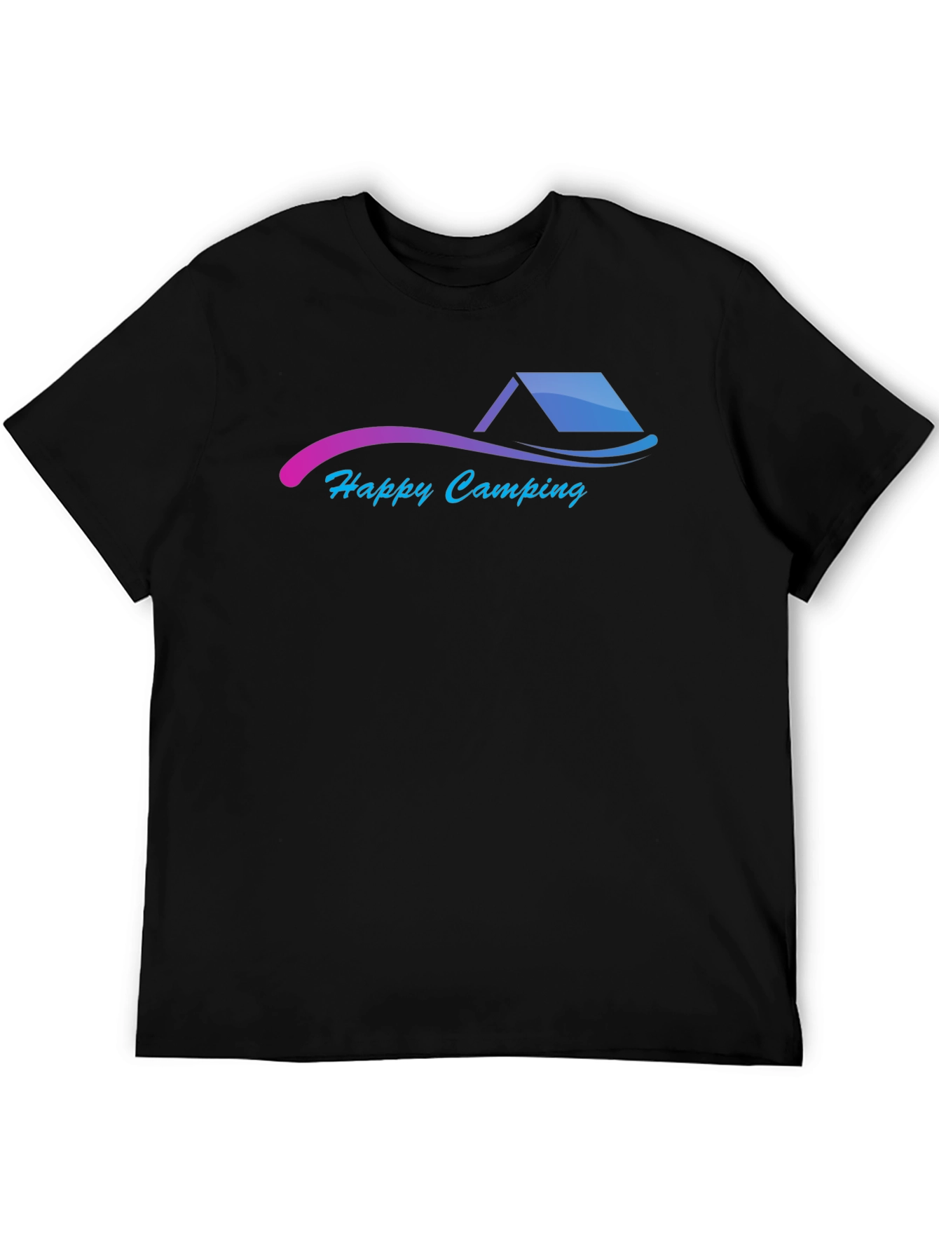 Happy Camping Graphic Black T-Shirt