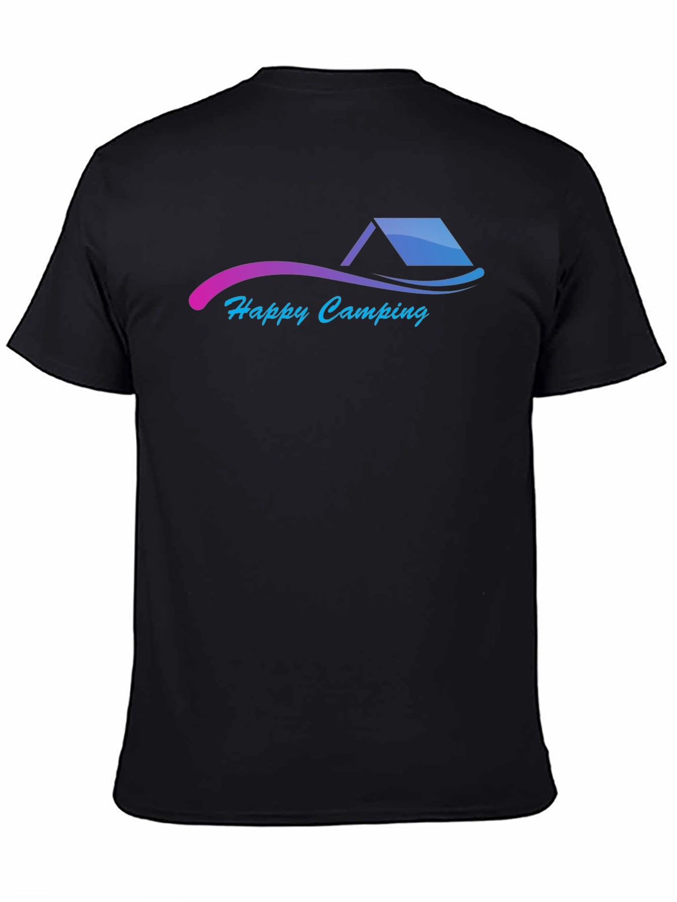Happy Camping Graphic Black T-Shirt