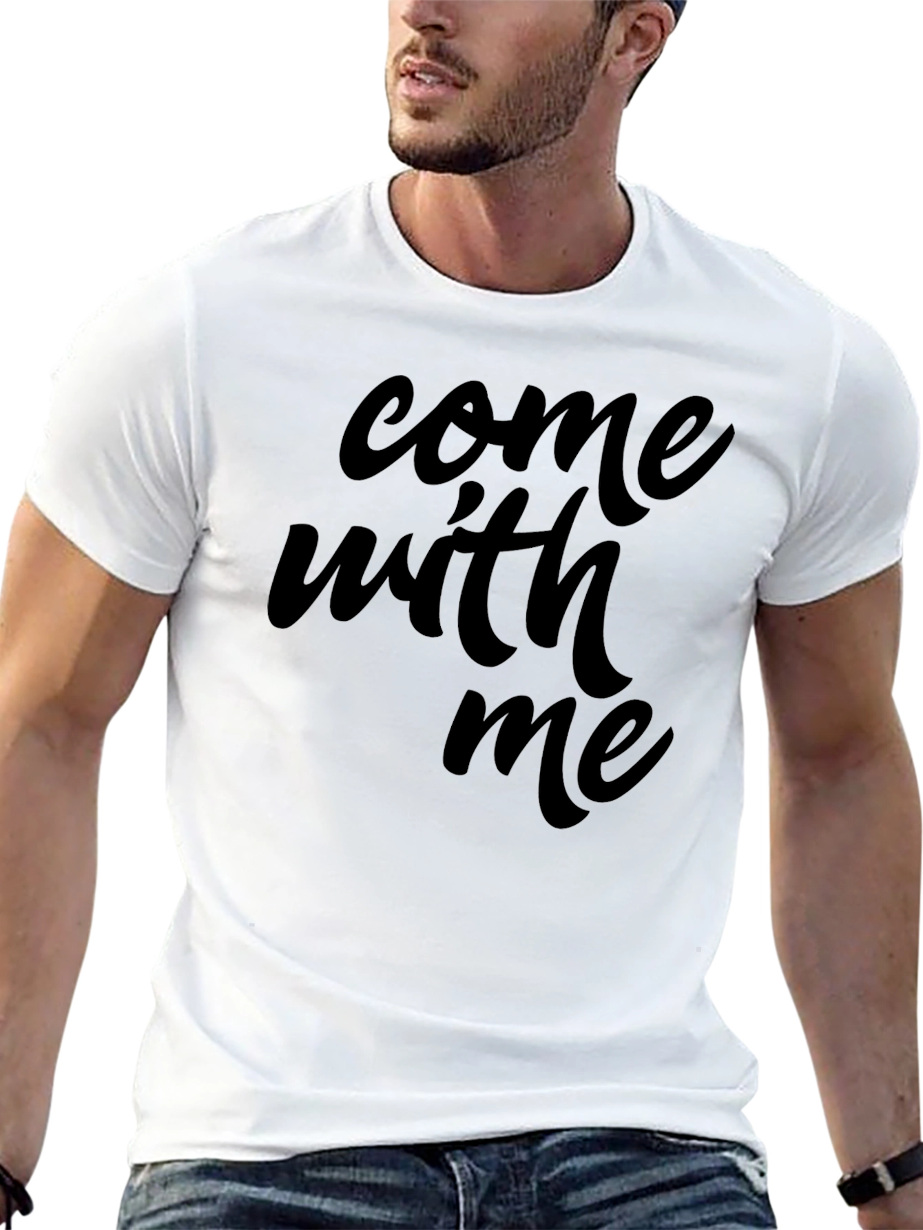 Come With Me Graphic Tee - Black Casual T-Shirt