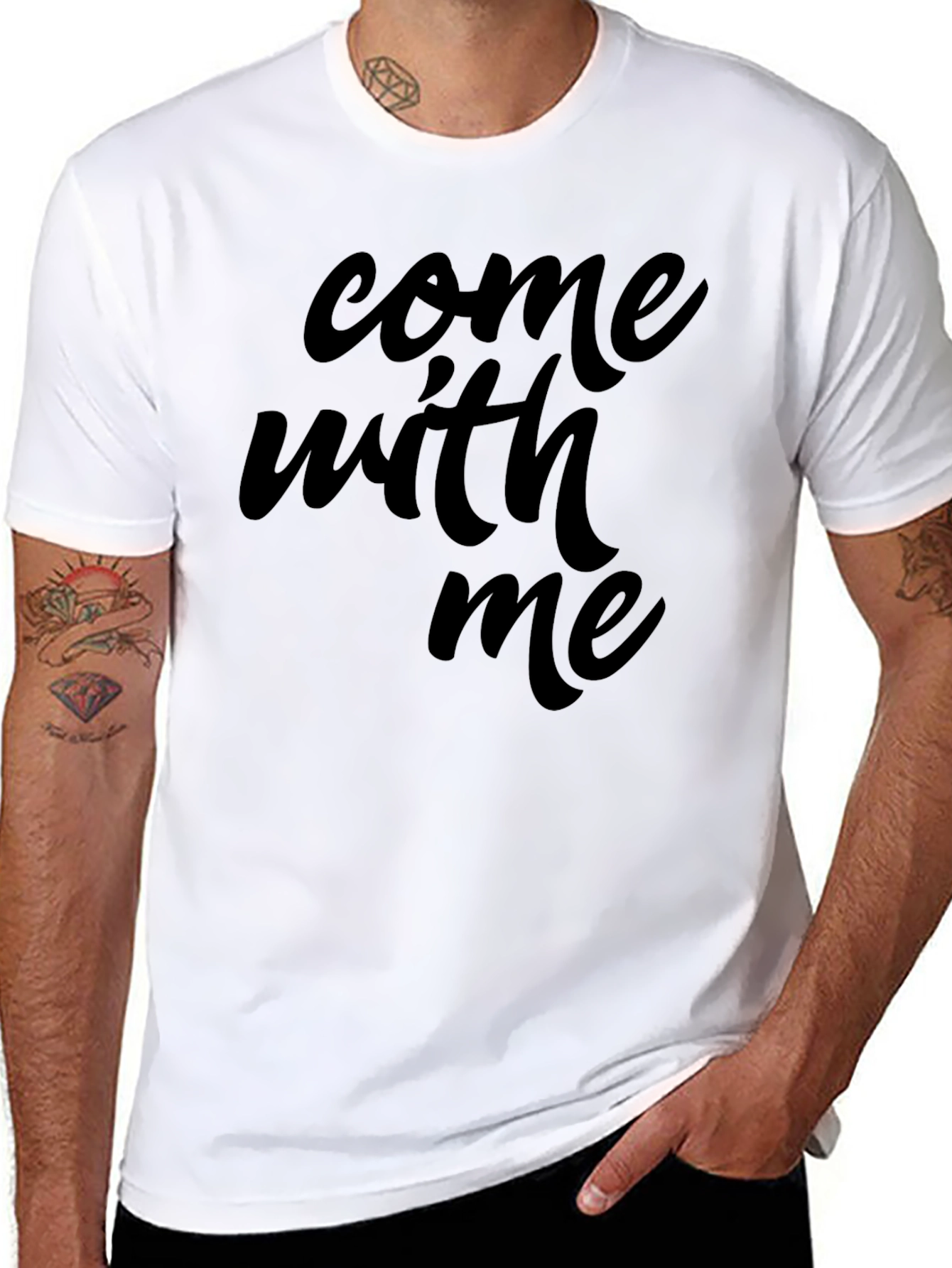 Come With Me Graphic Tee - Black Casual T-Shirt