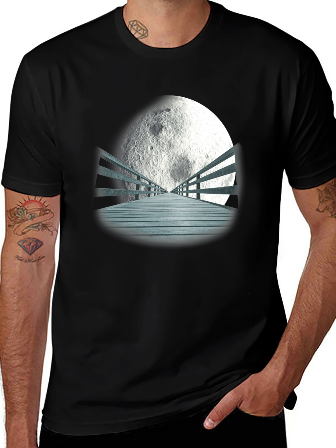 Moonlit Bridge Graphic T-Shirt