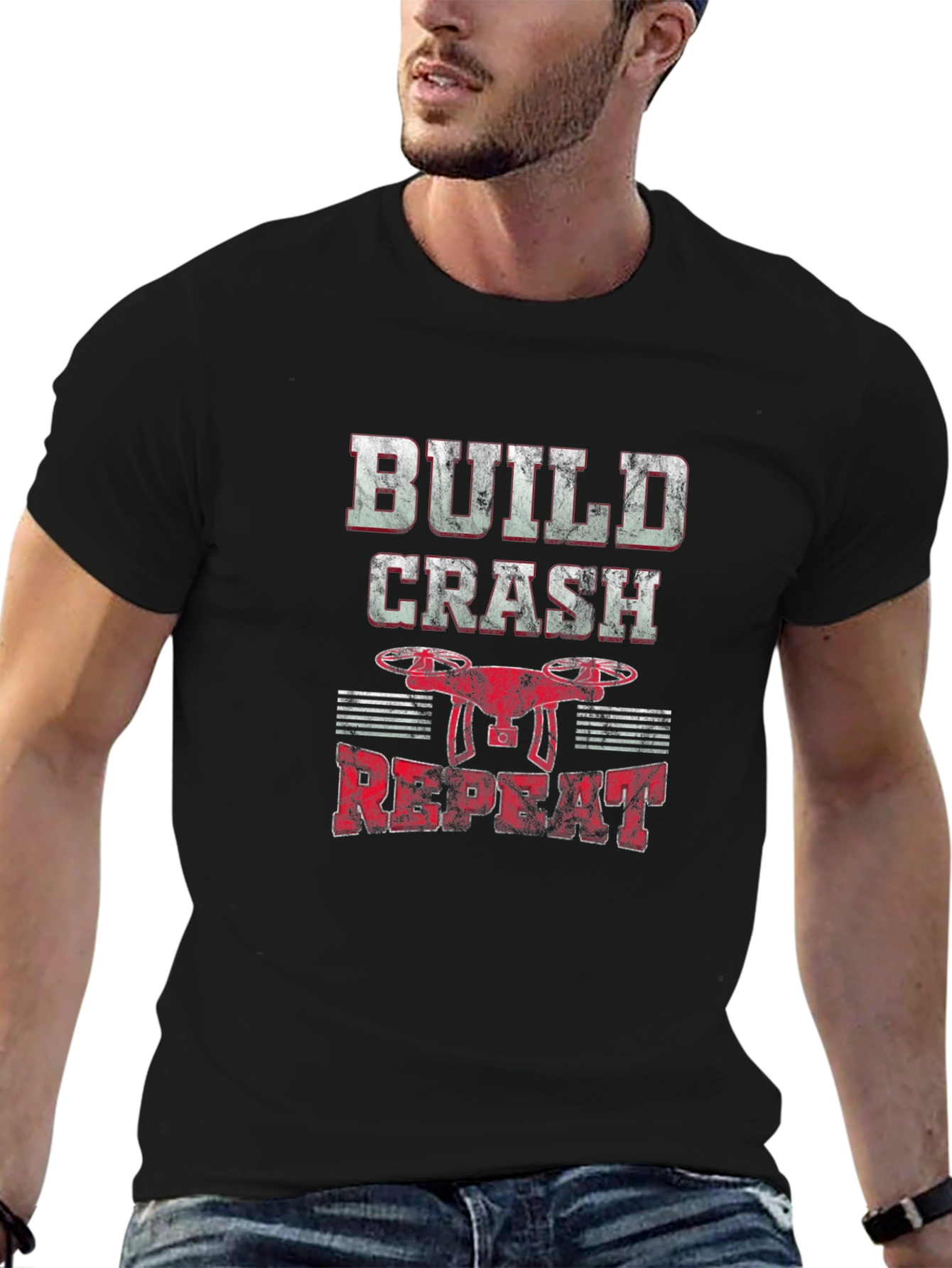 Build Crash Repeat Drone Hobbyist Graphic Tee