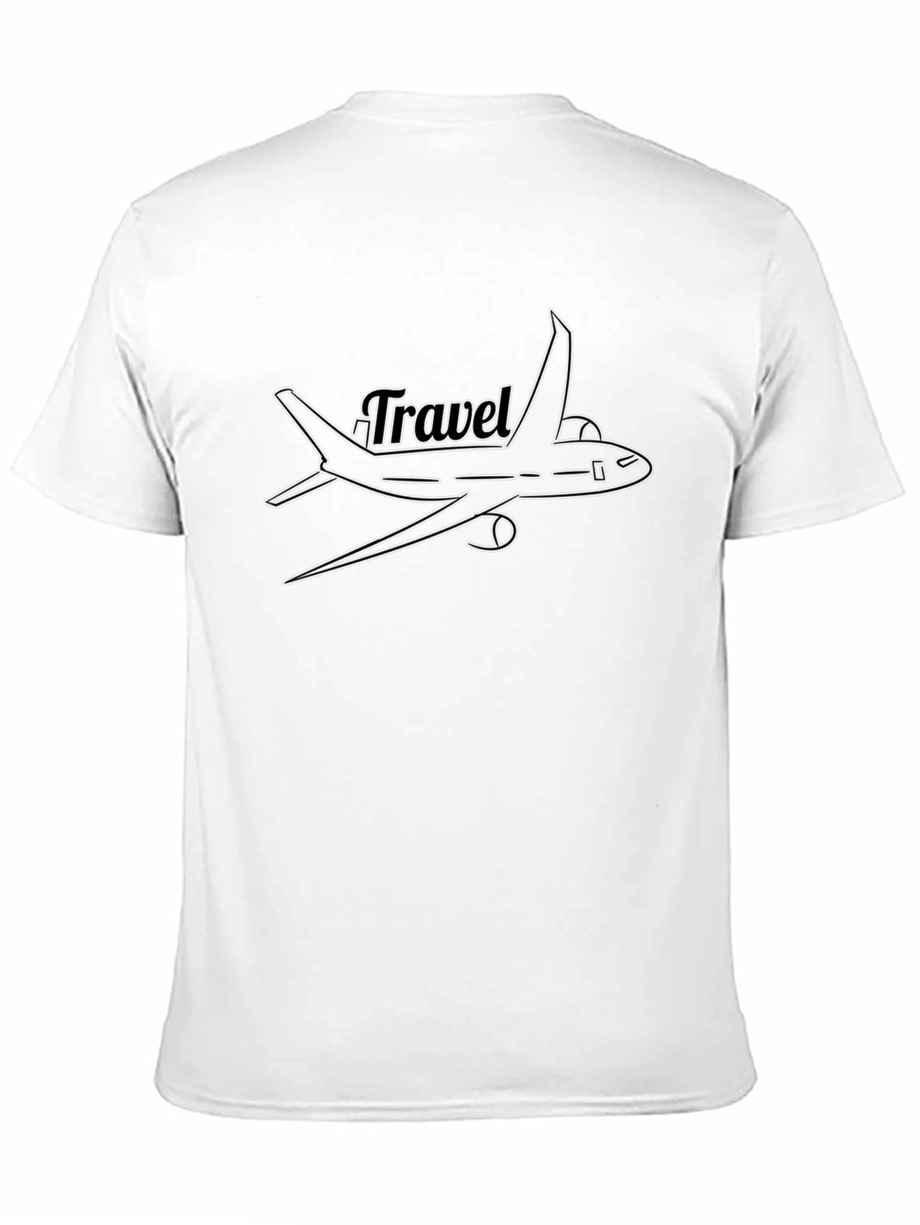 Travel Airplane Graphic Tee - Black Cotton T-Shirt