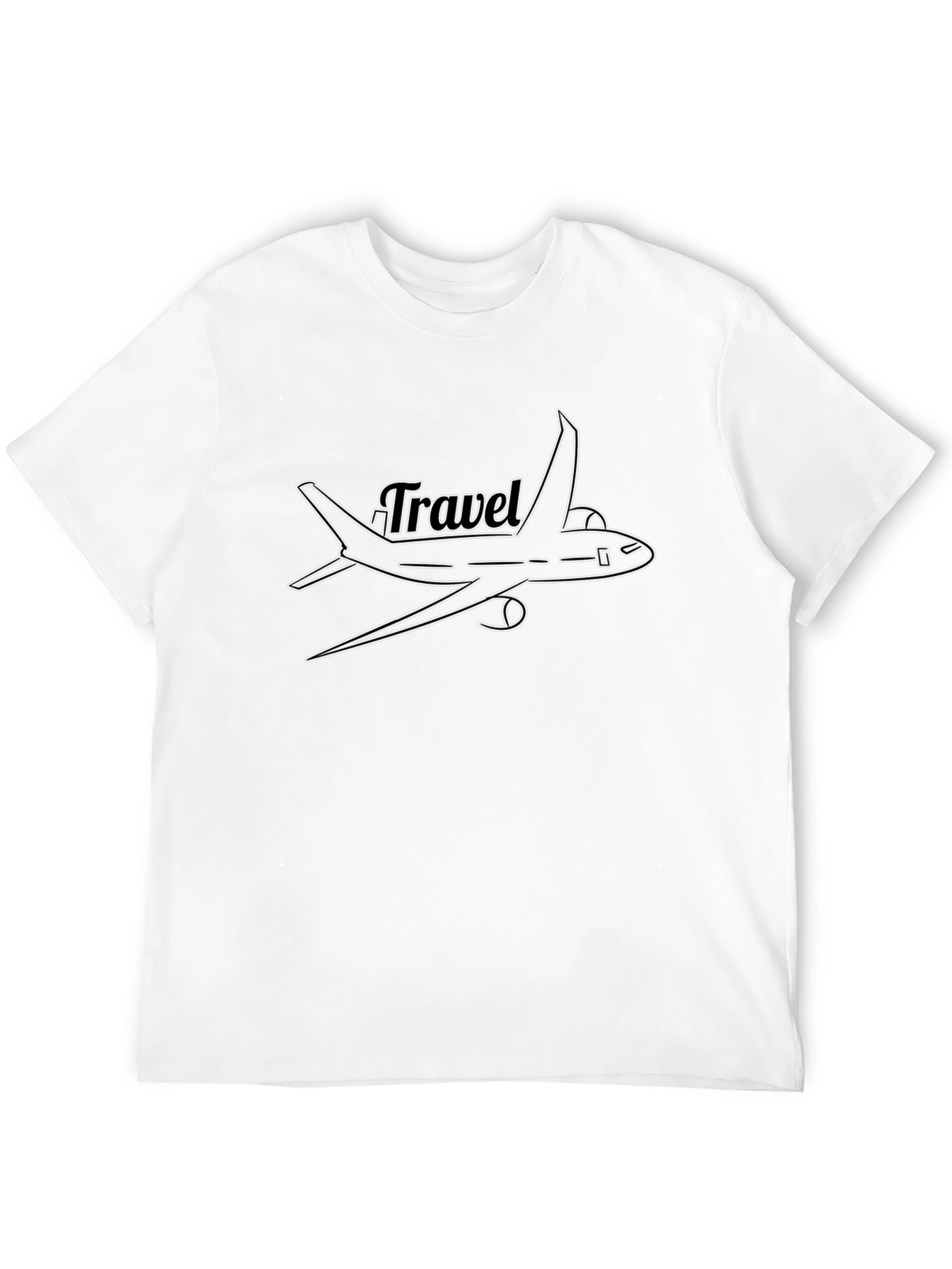 Travel Airplane Graphic Tee - Black Cotton T-Shirt