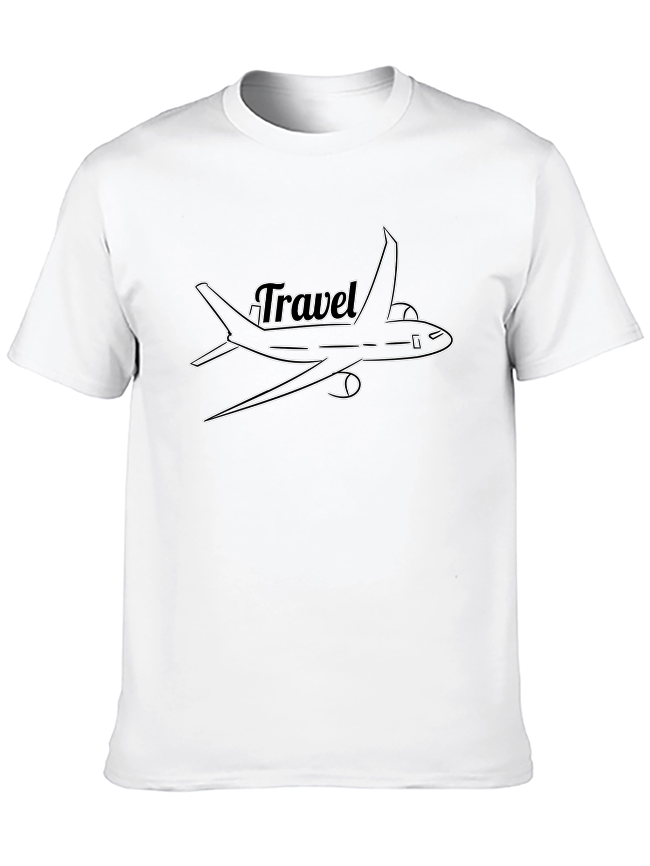 Travel Airplane Graphic Tee - Black Cotton T-Shirt
