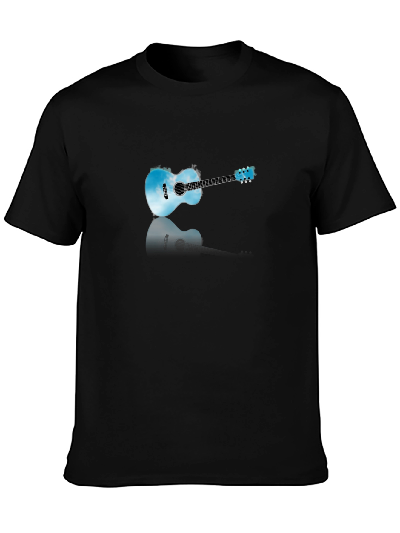 Sky Guitar Graphic Tee - Black Cotton T-Shirt
