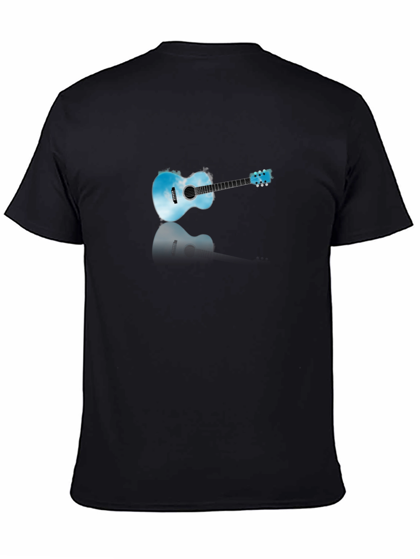 Sky Guitar Graphic Tee - Black Cotton T-Shirt