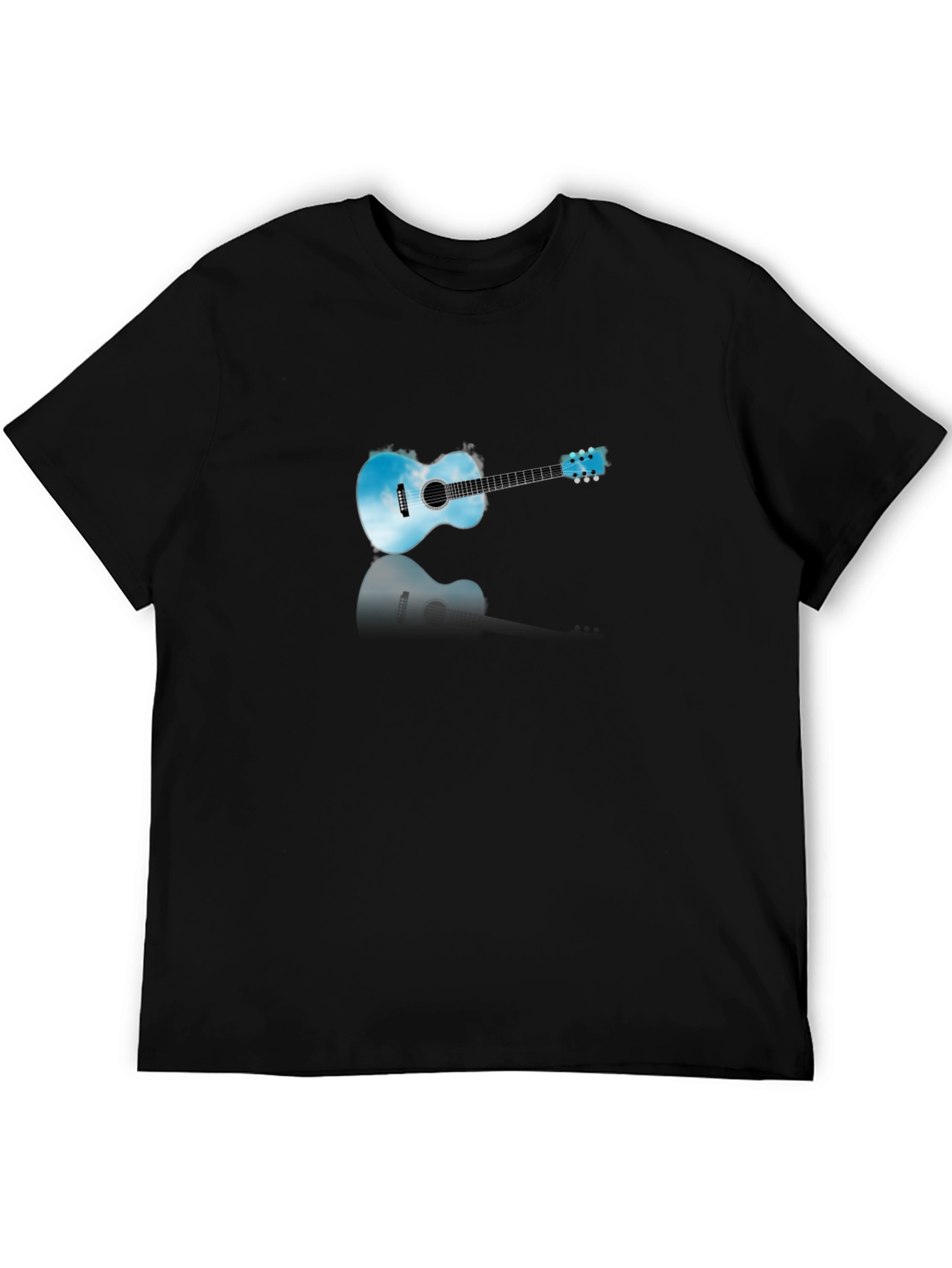 Sky Guitar Graphic Tee - Black Cotton T-Shirt