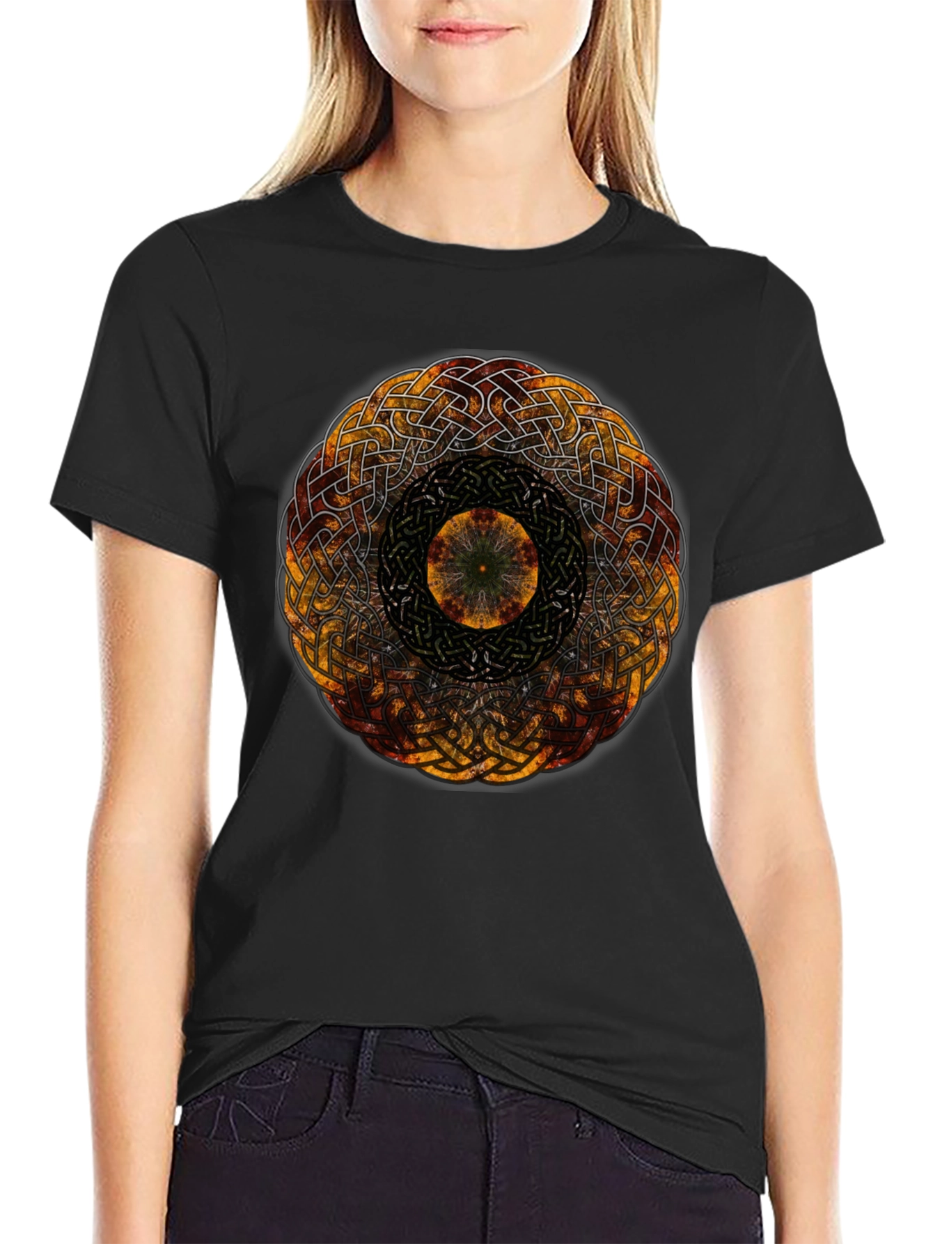 Celtic Knot Mandala Graphic Black Tee