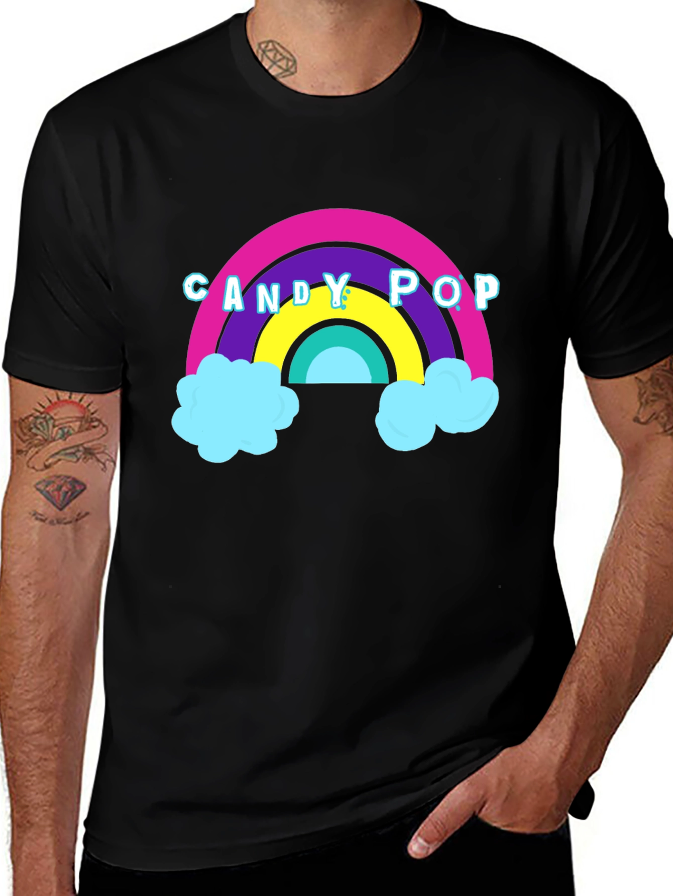 Candy Pop Rainbow T-Shirt - Unisex Black Tee