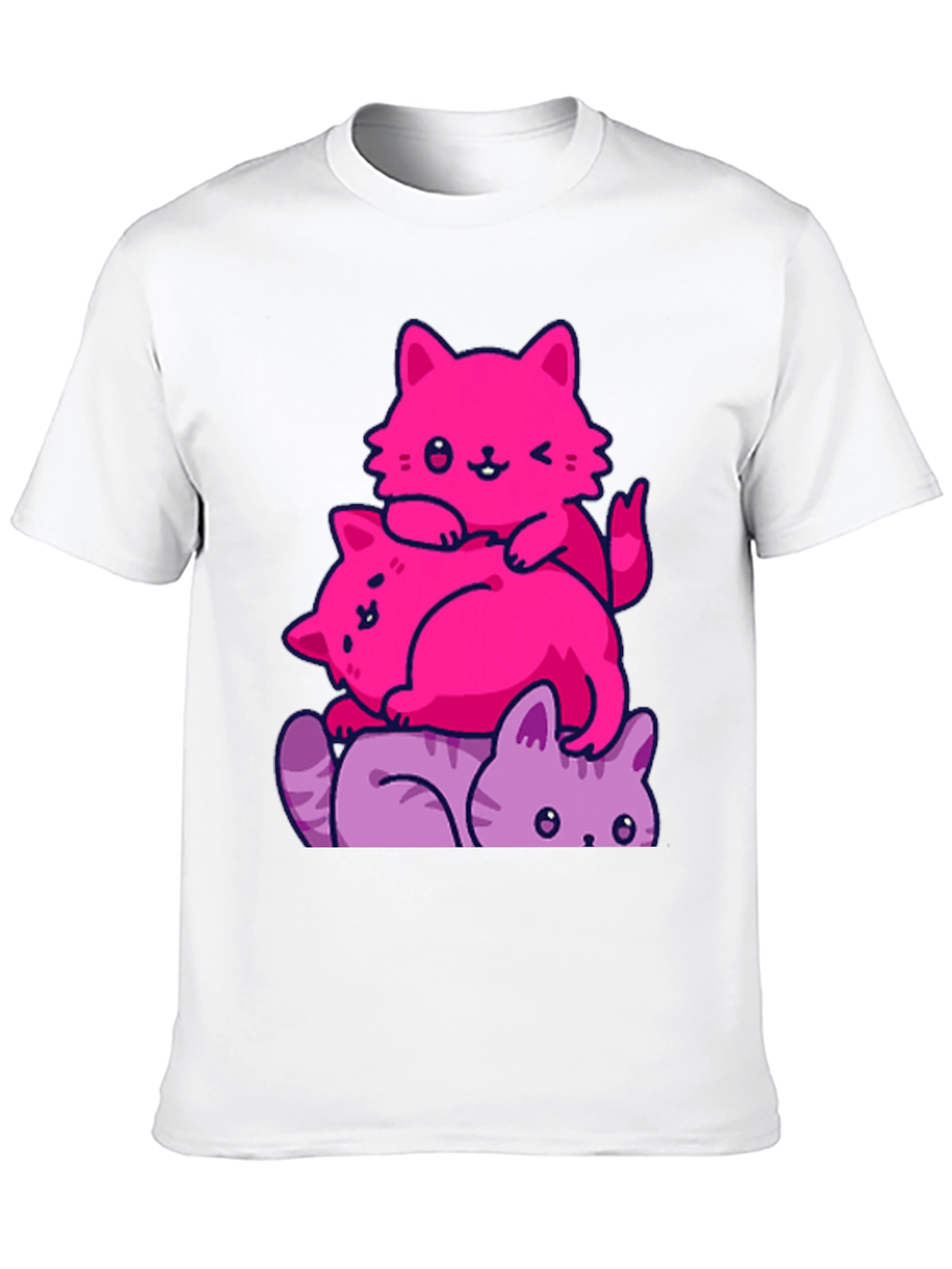 Stacked Cats Graphic Tee - Cute and Comfy