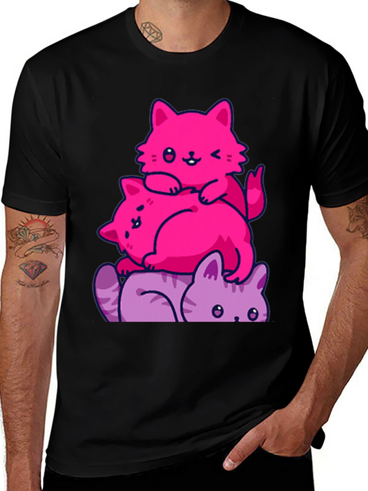 Stacked Cats Graphic Tee - Cute and Comfy