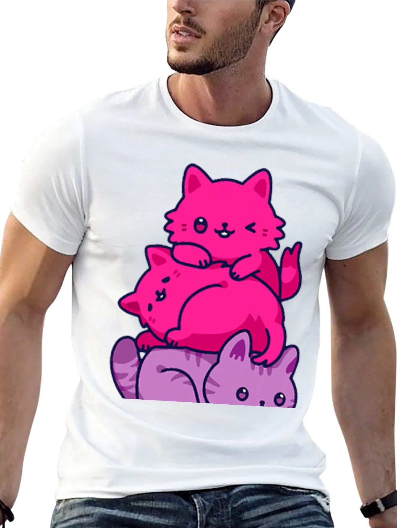 Stacked Cats Graphic Tee - Cute and Comfy