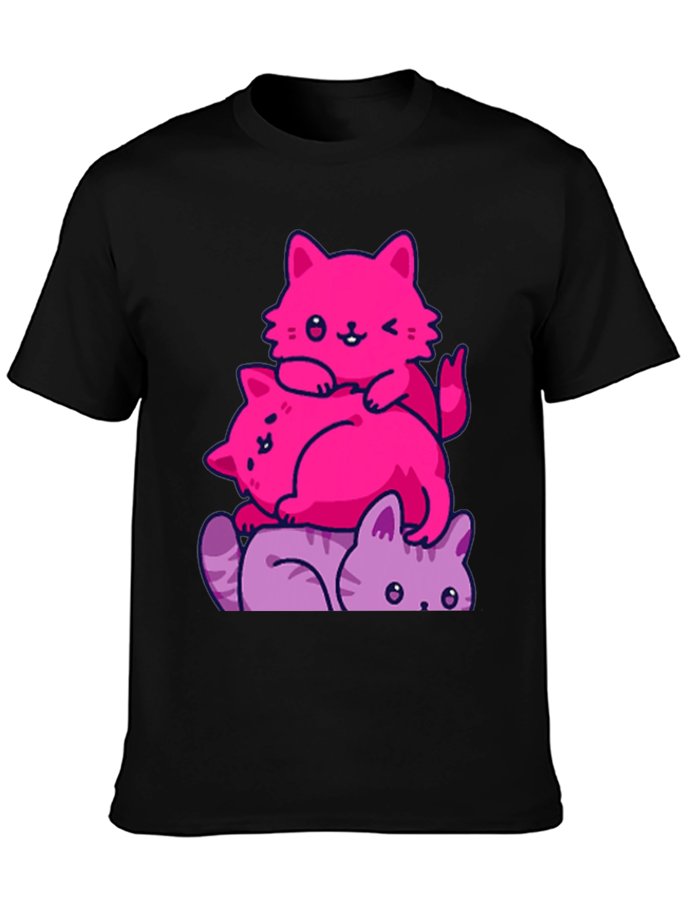 Stacked Cats Graphic Tee - Cute and Comfy