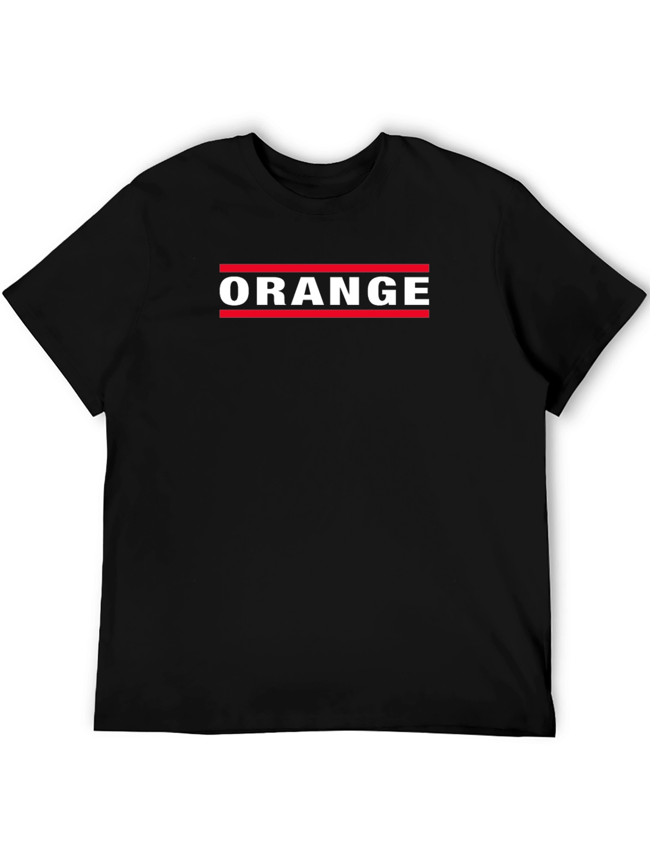 Mens Black Graphic Tee - ORANGE Design