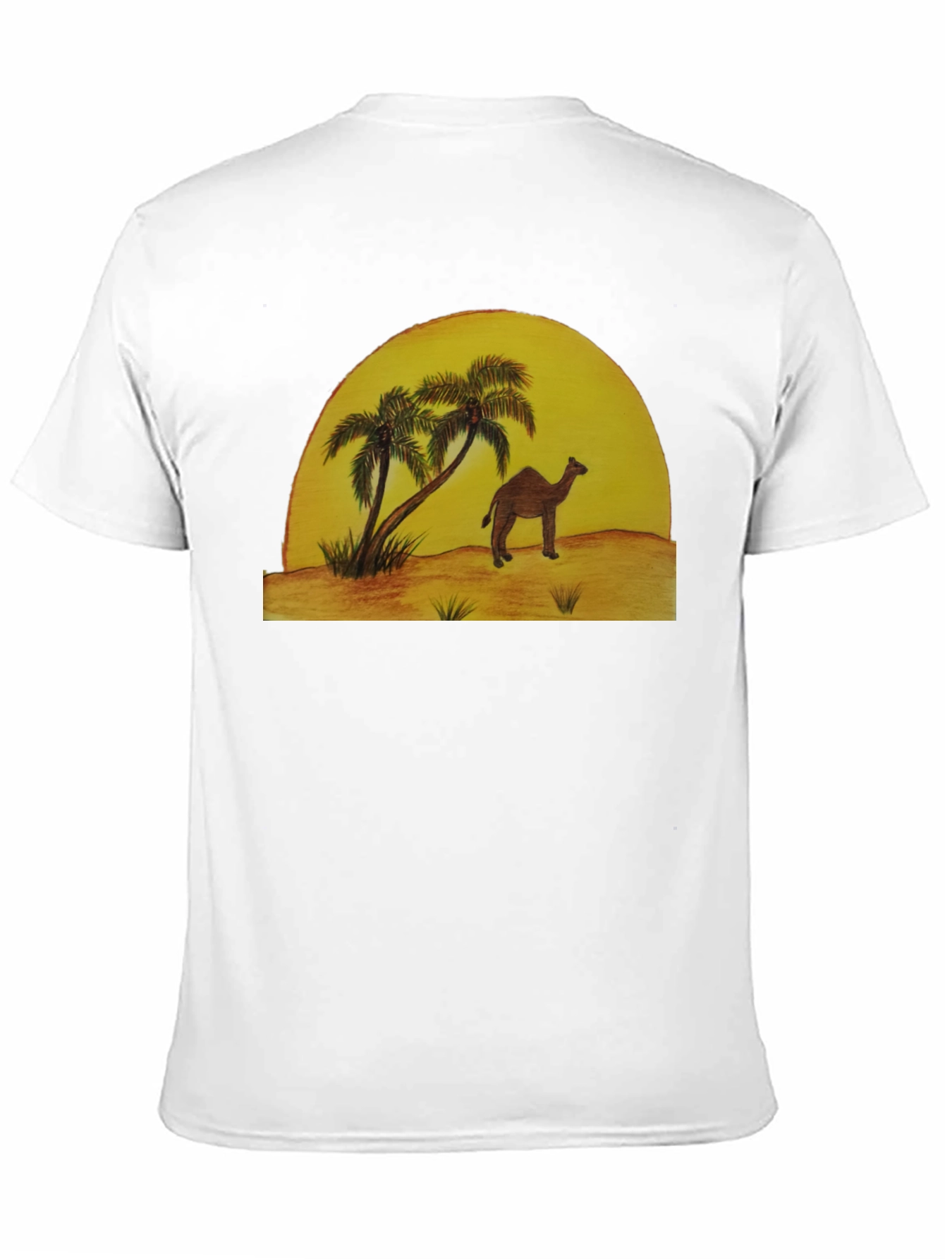 Desert Scene Graphic Tee - Camel & Palm Trees