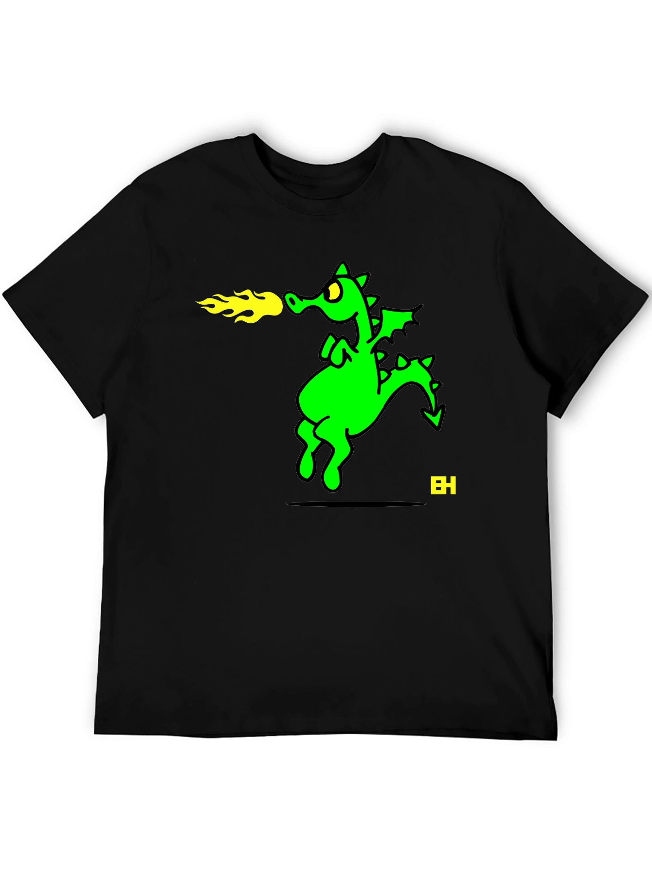 Fire Breathing Dragon Graphic Tee - Black