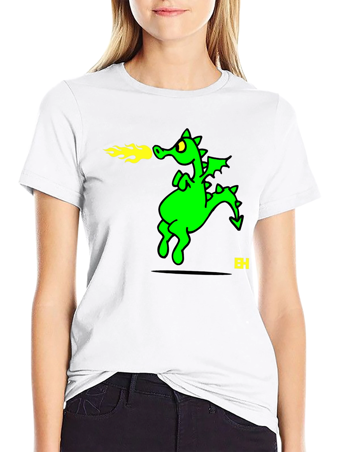 Fire Breathing Dragon Graphic Tee - Black