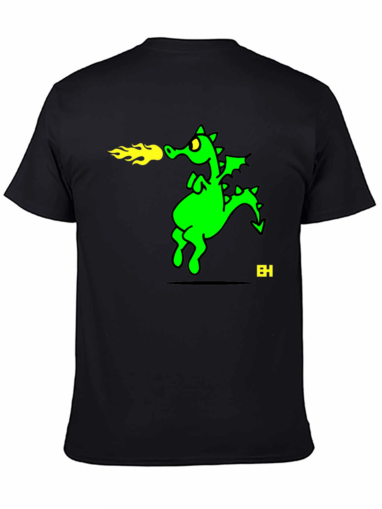 Fire Breathing Dragon Graphic Tee - Black