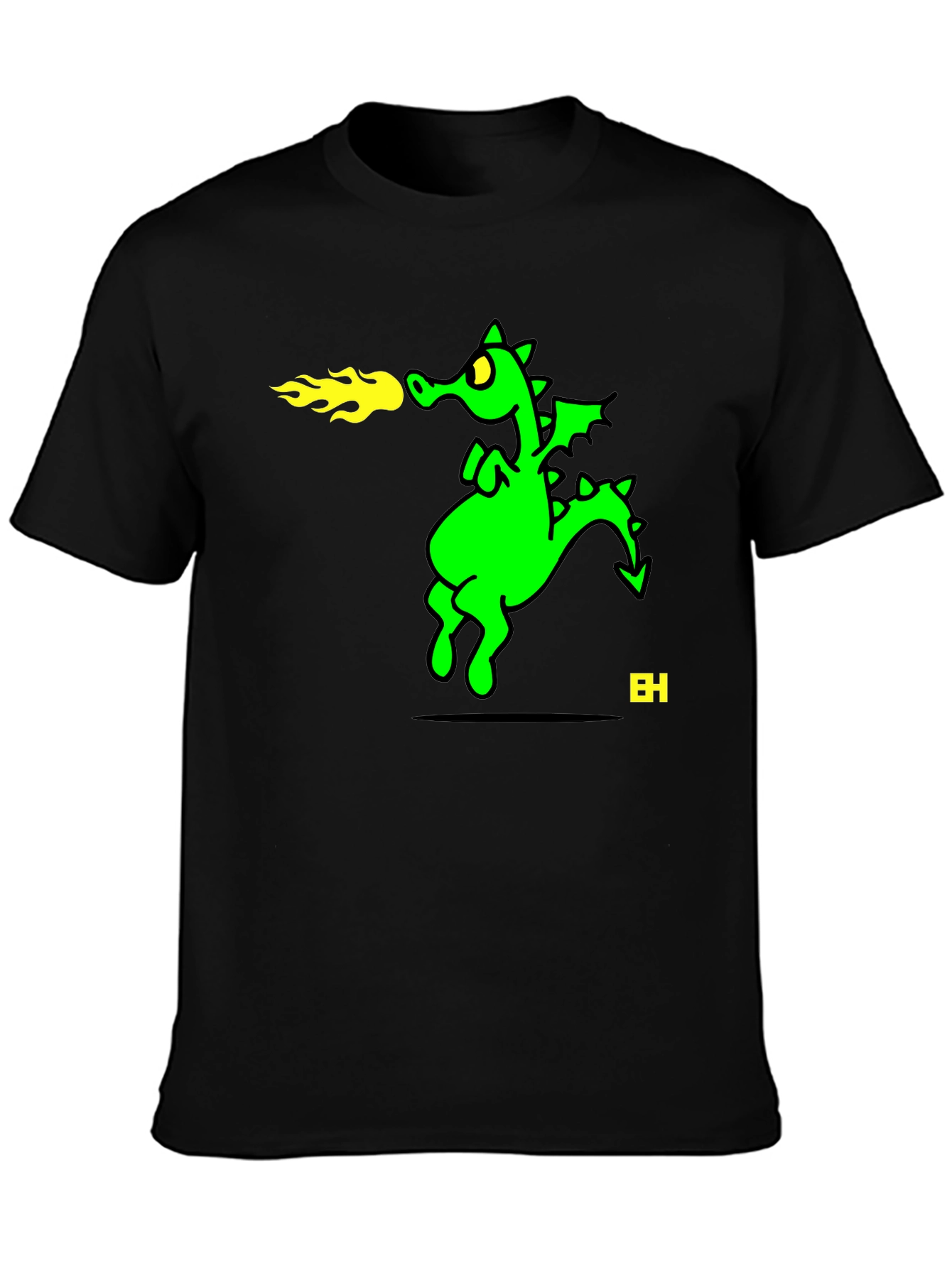 Fire Breathing Dragon Graphic Tee - Black