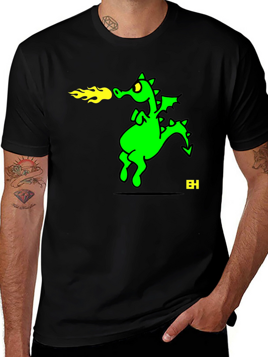 Fire Breathing Dragon Graphic Tee - Black