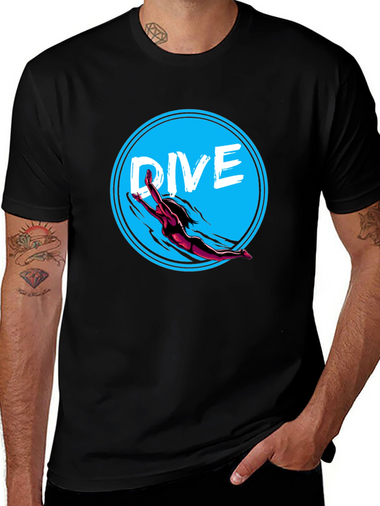 Dive In Graphic Tee - Black Cotton T-Shirt