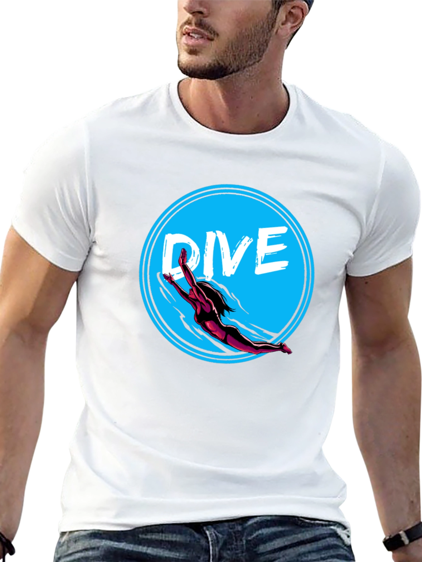 Dive In Graphic Tee - Black Cotton T-Shirt
