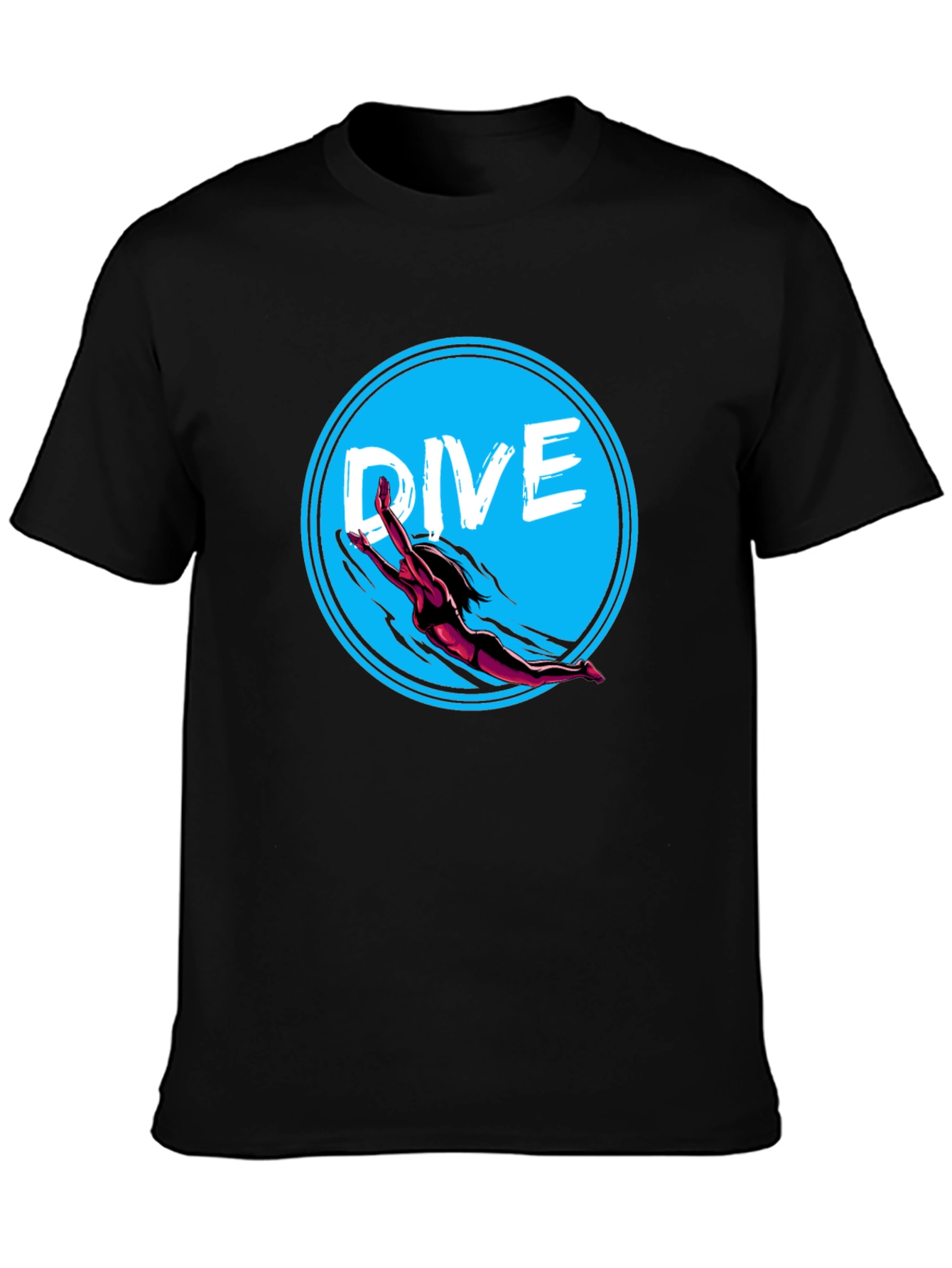 Dive In Graphic Tee - Black Cotton T-Shirt