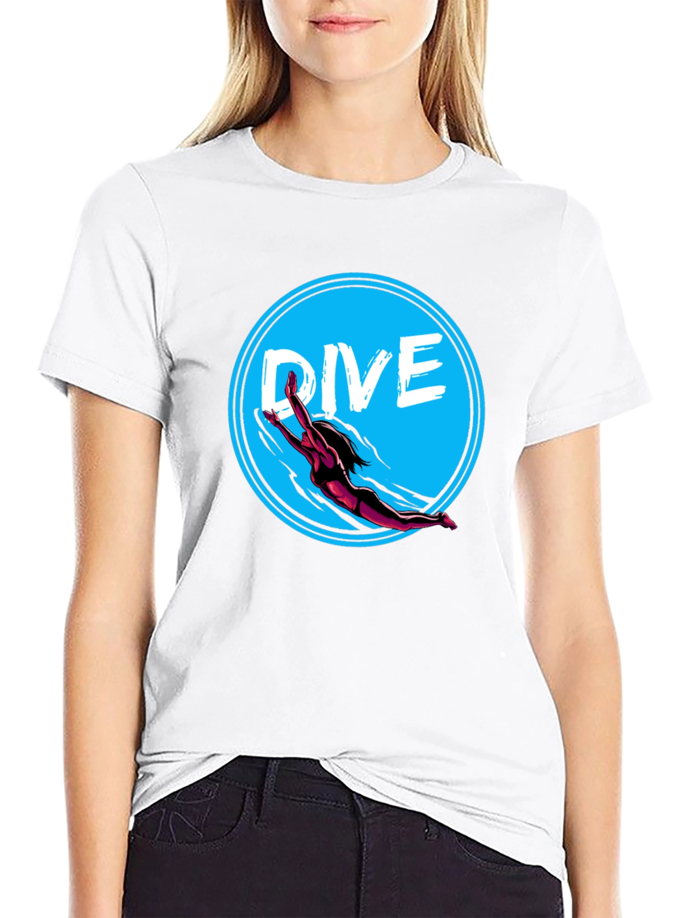 Dive In Graphic Tee - Black Cotton T-Shirt