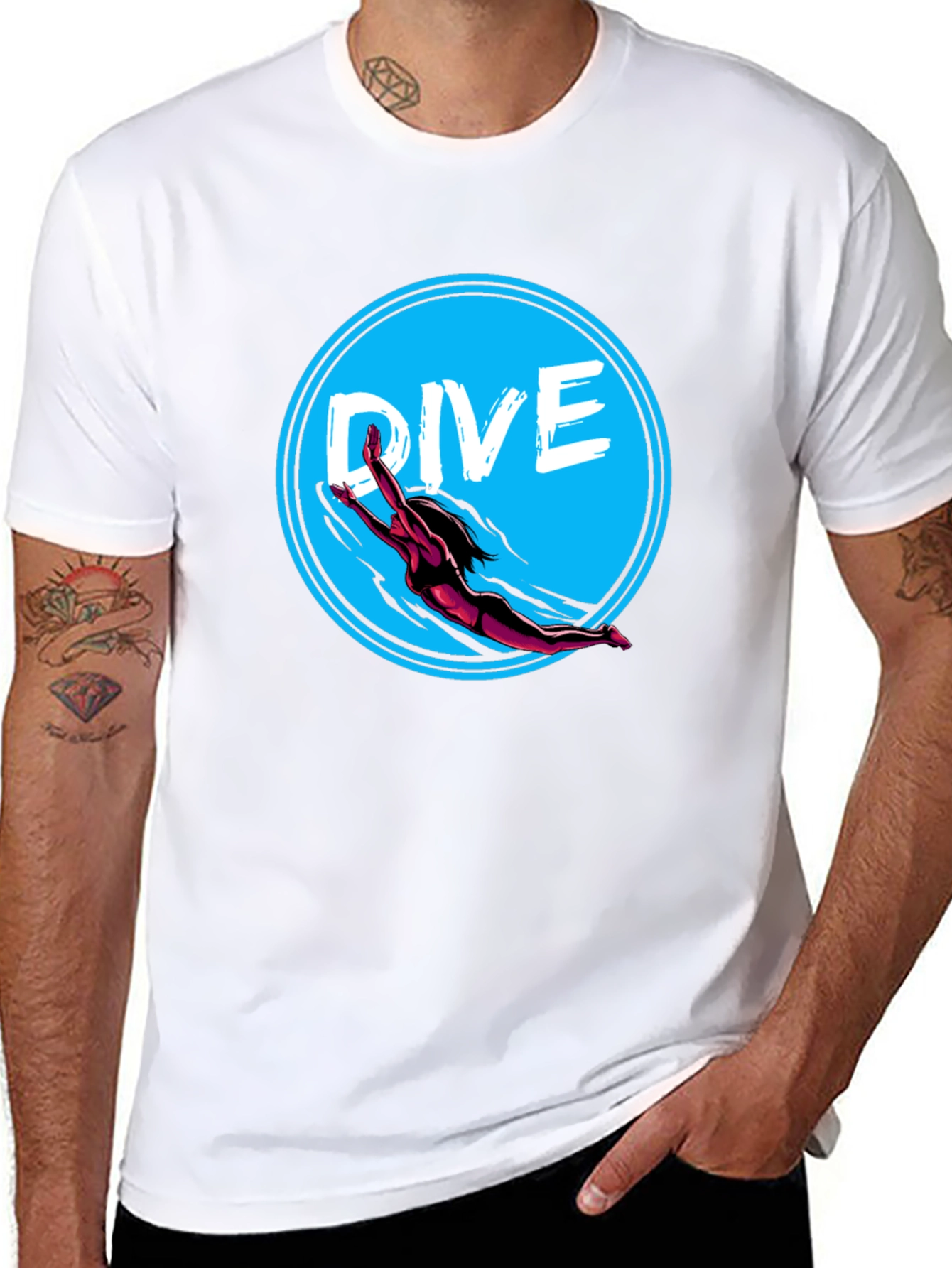 Dive In Graphic Tee - Black Cotton T-Shirt