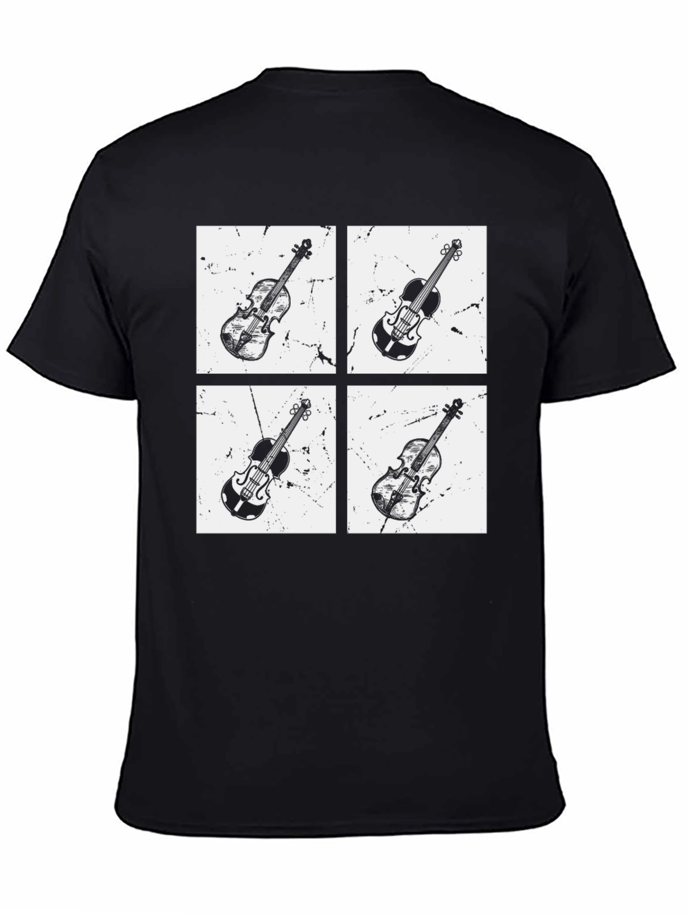 Violin Quartet Graphic Tee - Black Cotton T-Shirt