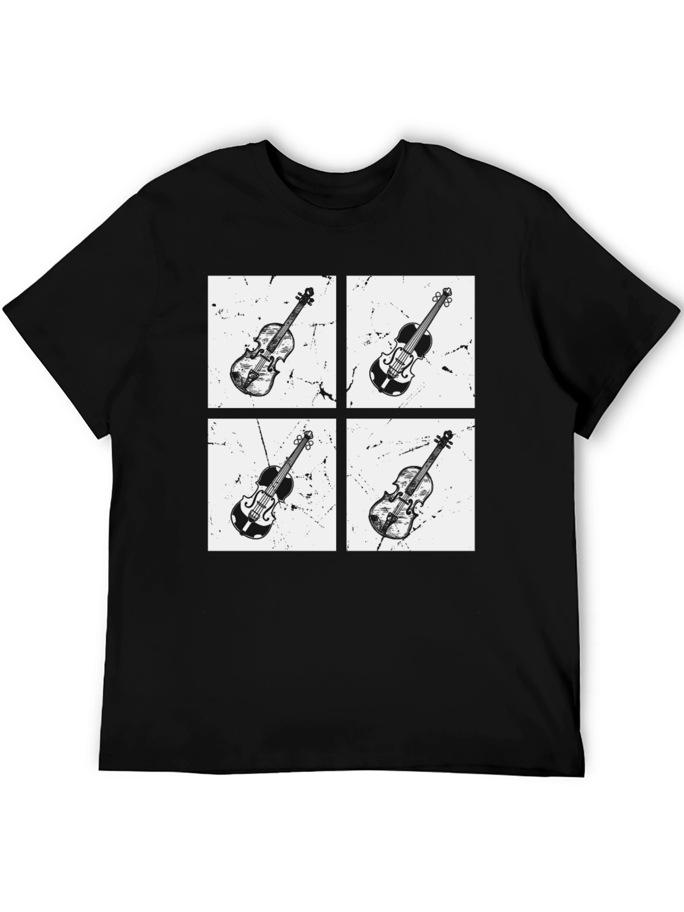 Violin Quartet Graphic Tee - Black Cotton T-Shirt